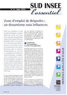 Zone d emploi de Brignoles: un dynamisme sous influences  