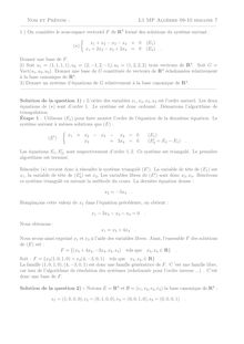 Nom et Prenom L1 MP Algebre semaine On considere le sous espace vectoriel F de R4 forme des solutions du systeme suivant
