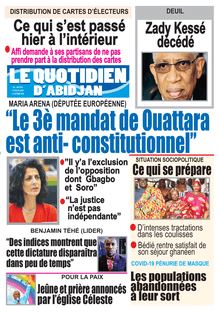 Le Quotidien d’Abidjan n°2948 - du jeudi 15 Octobre 2020