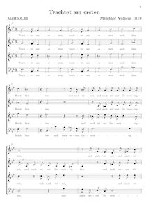 Partition complète, Trachtet am ersten, Matth.6,3, G minor, Vulpius, Melchior