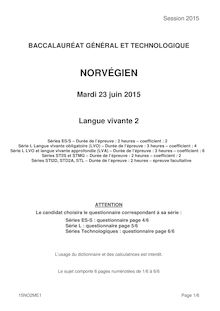Sujet BAC 2015 : LV2 Norvégien