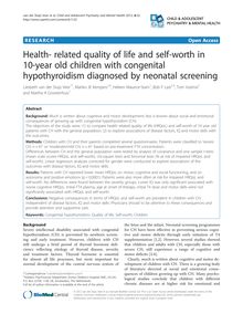 Health- related quality of life and self-worth in 10-year old children with congenital hypothyroidism diagnosed by neonatal screening