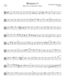 Partition ténor viole de gambe, alto clef, Fantasia pour 3 violes de gambe par John Coperario