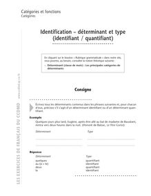 Catégories, Identification – déterminant et type (identifiant • quantifiant)