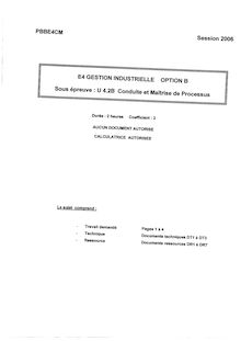 Btsprodb 2006 conduite et maitrise de processus production et gestion industrielle