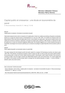 Capital public et croissance : une étude en économétrie de panel - article ; n°1 ; vol.50, pg 113-126