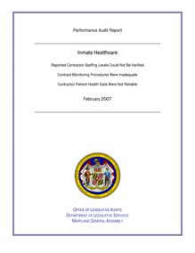 Inmate Healthcare Performance Audit Report - February 21, 2007