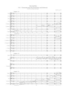 Partition , Sonnenhymnus, Via sacra, 5 geistliche Stücke für Sopran- und Altsolo, Frauenchor und Orchester