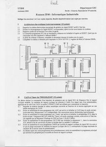 UTBM 2004 if40 informatique industrielle genie electrique et systemes de commande semestre 1 final
