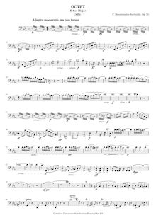 Partition violoncelle 1, Octet pour cordes en E♭, Op.20, E♭ major