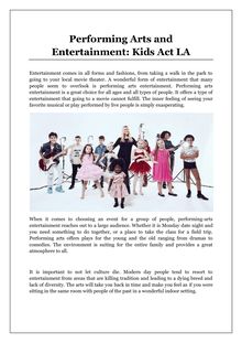 Performing Arts and Entertainment: Kids Act LA
