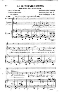 Partition complète, Le jeune Pâtre breton, E♭ major, Berlioz, Hector