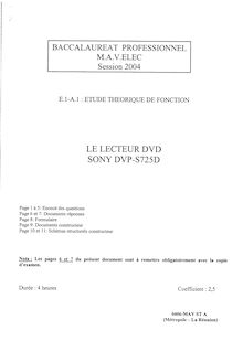 Etude théorique de fonction 2004 Bac Pro - Maintenance de l audiovisuel électronique