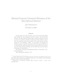 Minimal Converse Consistent Extension of the Men Optimal Solution
