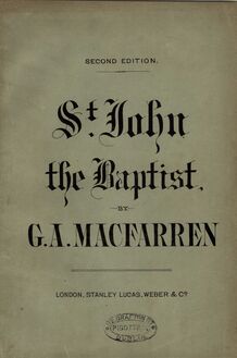 Partition Covers (colour), St. John pour Baptist. An oratorio, Macfarren, George Alexander