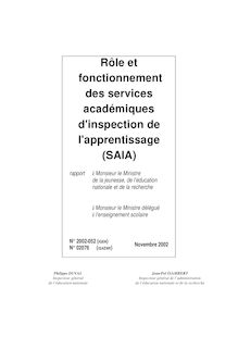 Rôle et fonctionnement des services académiques d inspection de l apprentissage (SAIA)