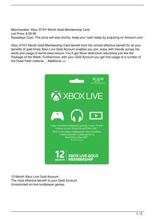 Reviews Microsoft Xbox LIVE 12 Month Gold Card