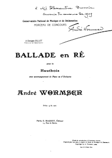 Partition de piano et , partie, Ballada pour hautbois et Piano