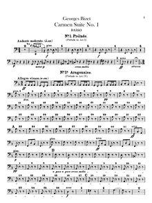 Partition Basses, Carmen  No.1, Bizet, Georges