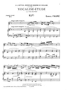 Partition complète, Vocalise-étude, Fauré, Gabriel