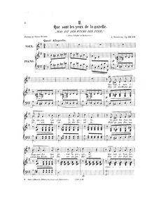 Partition , Que sont les yeux de la gazelle, 5 Melodies, chansons, Op.23
