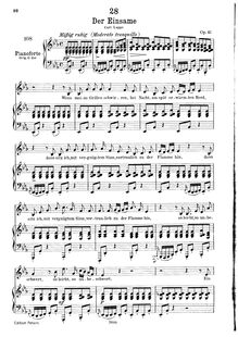 Partition complète, transposition pour low voix, Der Einsame, D.800 (Op.41)