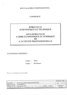 Bacpro commerce cadre economique et juridique de l activite professionnelle 2002