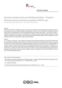 Dynamic industrial policy and flexible production : Toward a technostructural-evolutionary paradigm of MITI s role - article ; n°1 ; vol.71, pg 39-59