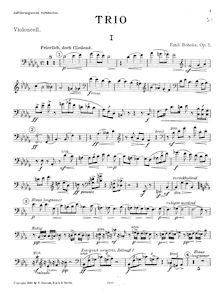 Partition violoncelle, Piano Trio, Op.5, B flat minor, Bohnke, Emil