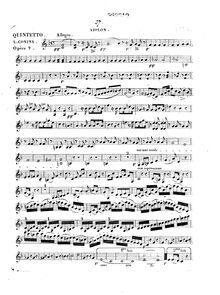 Partition violon, Quintetto pour flûte, violon, deux alto[s] et basse