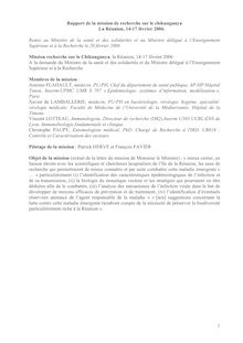 Rapport de la mission de recherche sur le chikungunya, La Réunion, 14-17 février 2006