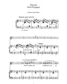Partition complète (G minor: haut voix et piano), Nuit d Espagne