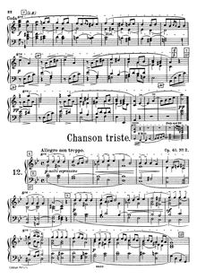 Partition complète, 12 pièces, Op.40, 12 Пьес ; 12 Morceaux par Pyotr Tchaikovsky