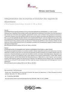 Interpénétration des économies et évolution des rapports de dépendance - article ; n°2 ; vol.30, pg 262-290
