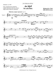Partition complète, An Idyll pour Solo flûte, St. Clair, Richard