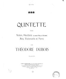 Partition complète et parties, quintette pour violon, hautbois (ou clarinette, violon 2), viole de gambe, violoncelle, et Piano
