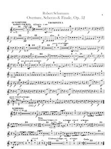 Partition trompette 1, 2 (en E), Overture, Scherzo et Finale pour orchestre, Op.52