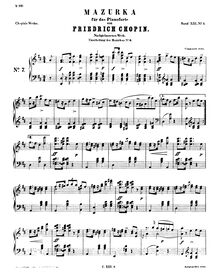 Partition complète, Mazurka en D major, B.71, D major, Chopin, Frédéric