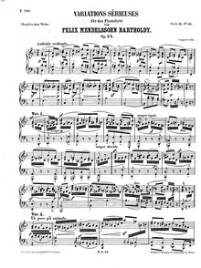 Partition complète, Variations Sérieuses par Felix Mendelssohn