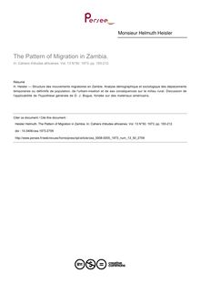The Pattern of Migration in Zambia. - article ; n°50 ; vol.13, pg 193-212