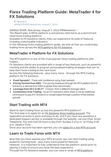 Forex Trading Platform Guide: MetaTrader 4 for FX Solutions