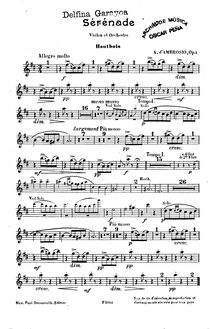 Partition hautbois, Sérénade pour Violon, Op.4, Serenade for Violin and Orchestra