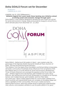 Doha GOALS Forum set for December