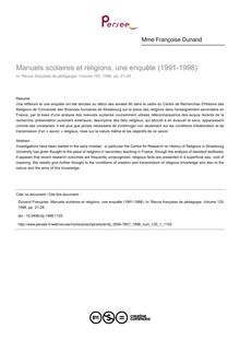 Manuels scolaires et religions, une enquête (1991-1998) - article ; n°1 ; vol.125, pg 21-28