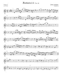Partition ténor viole de gambe 2, octave aigu clef, fantaisies pour 4 violes de gambe et orgue par John Jenkins