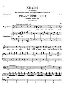 Partition complète, Klaglied, D.23, Lament, Schubert, Franz