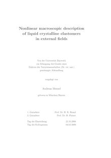 Nonlinear macroscopic description of liquid crystalline elastomers in external fields [Elektronische Ressource] / vorgelegt von Andreas Menzel