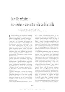 La ville précaire : les « isolés » du centre ville de Marseille