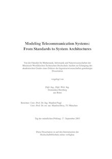 Modeling telecommunication systems [Elektronische Ressource] : from standards to system architectures / vorgelegt von Dominikus Herzberg
