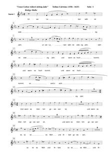 Partition Soprano 1 , partie, Unser Leben währet siebzig Jahr, motet par Seth Calvisius
